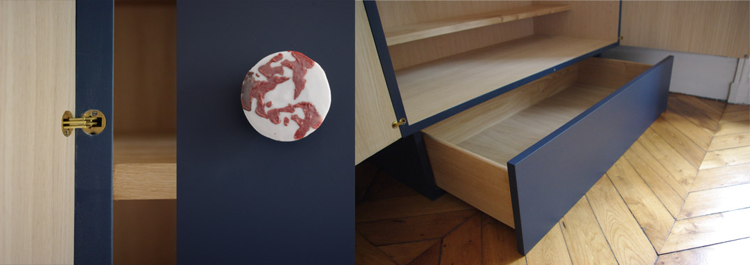 armoire sur mesure laque bleue