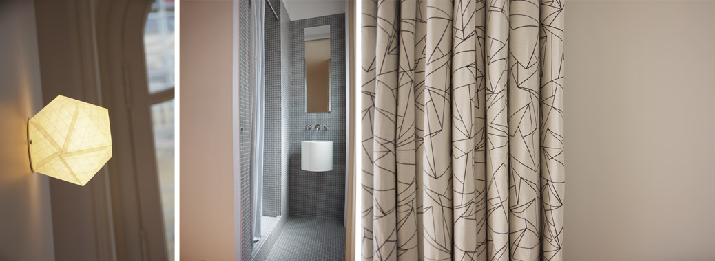 applique céline wright salle de douche pâte de verre gris souris tissus Flock