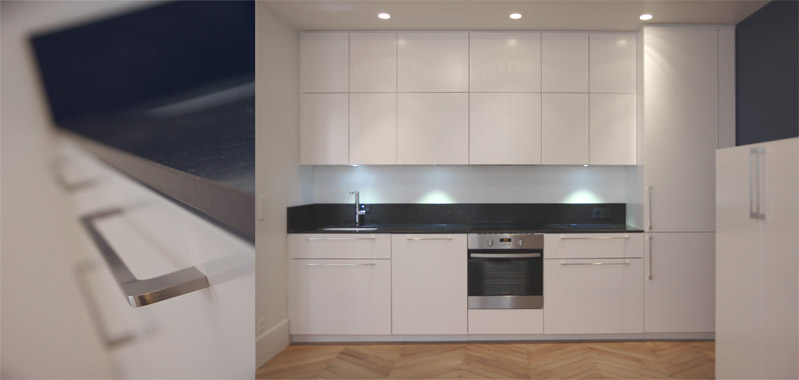 plan pierre bleue hainaut cuisine laque blanc mat quincaillerie inox mat