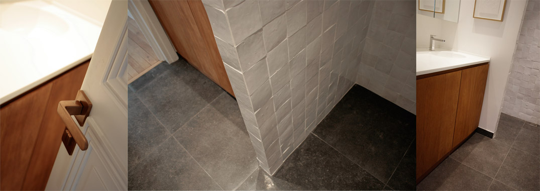 meuble vasque corian agencement iroko zelliges blanc titane pietra del nord