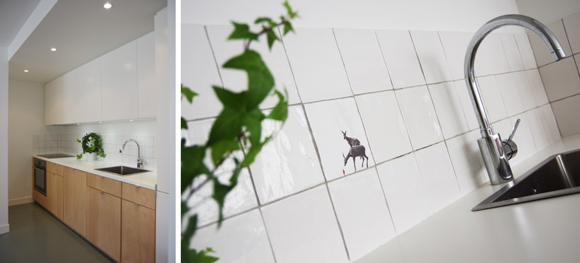 cuisine hêtre crédence céramique hello deer storytiles