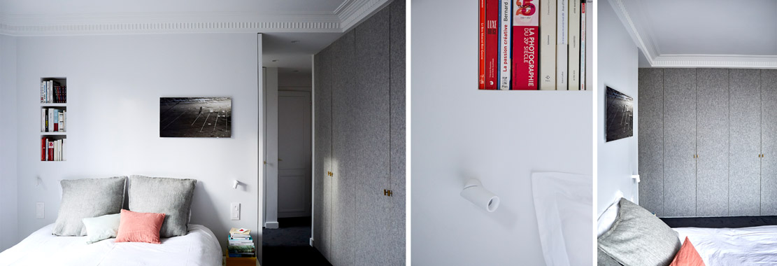 Portes Dressing Feutrine Gris chiné - poignées laiton