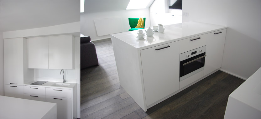 cuisine plan travail jambages corian blanc quincaillerie canon de fusil